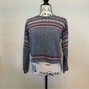 Big City Y2K Gray and Red Patterned Women's Sweater